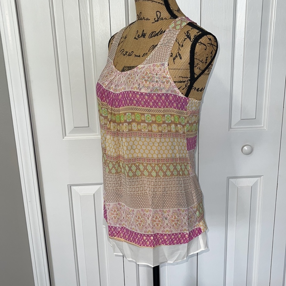 NWOT Verty Multicolor Pattern Racerback Tank Top - Picture 3 of 8